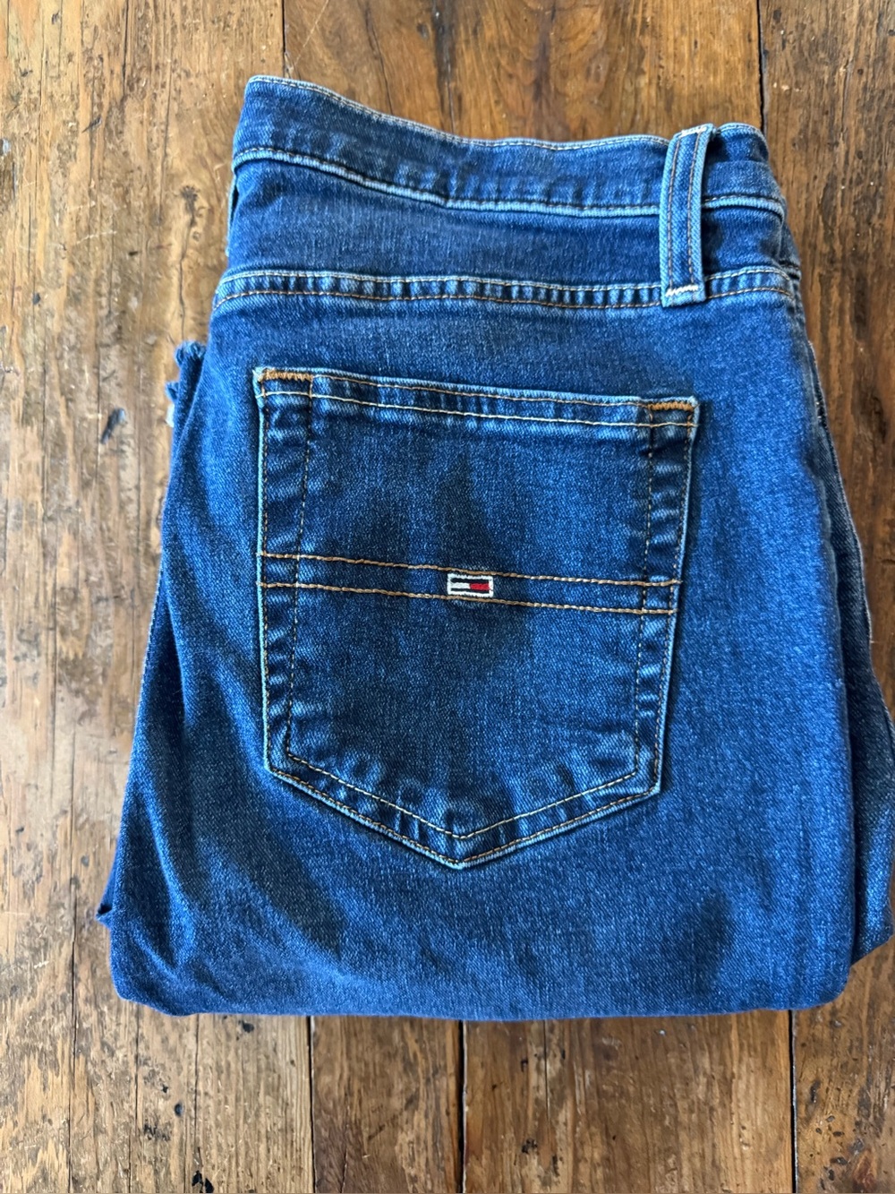 Tommy Jeans Dark Wash High Rise Straight Ankle Jeans 25" Inseam Size 10